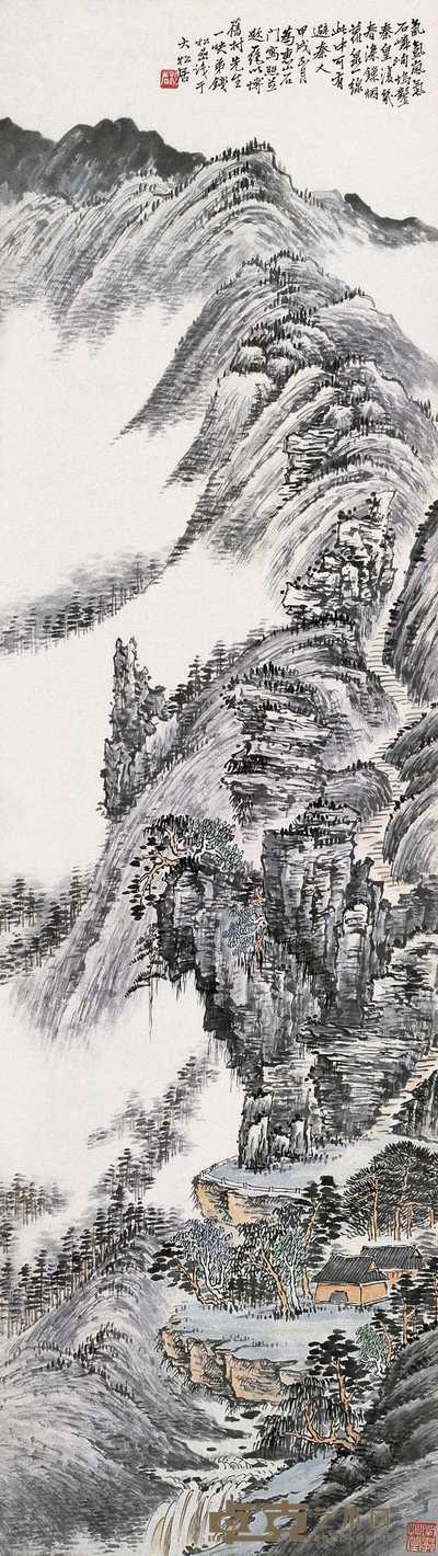 钱松嵒 1934年作 惠山寻幽图 立轴 115×33cm